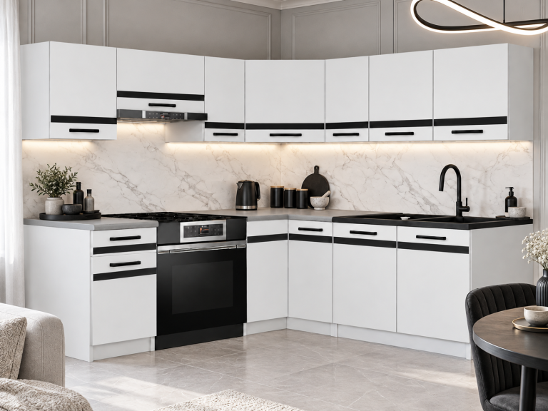 Meble kuchenne Prestige 360 cm biały mat bez blatu Producent TOR P Pablo/0/WT/WT/BB/A1/CM