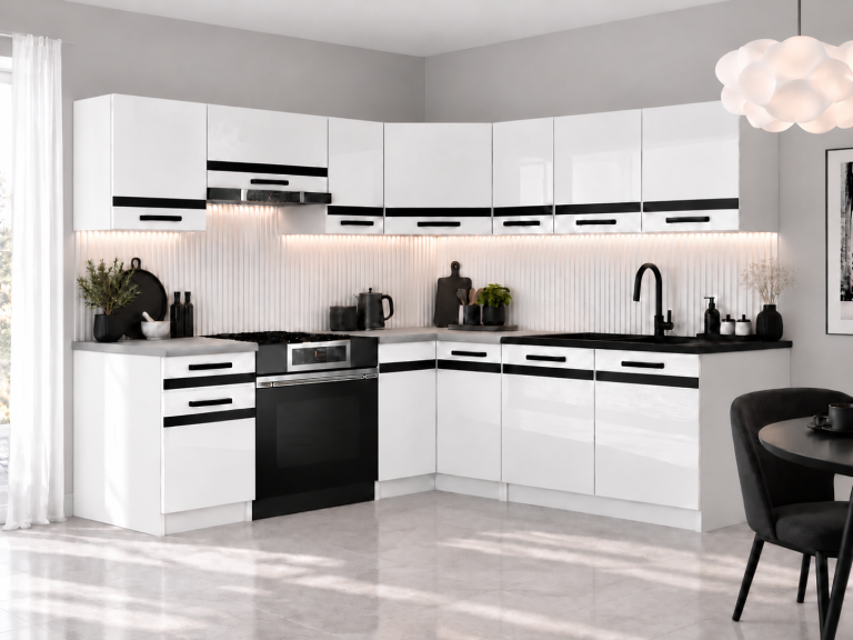 Meble kuchenne Prestige 360 cm biały połysk z blatem Producent INF P Pablo/0/WT/W/0/0/CM