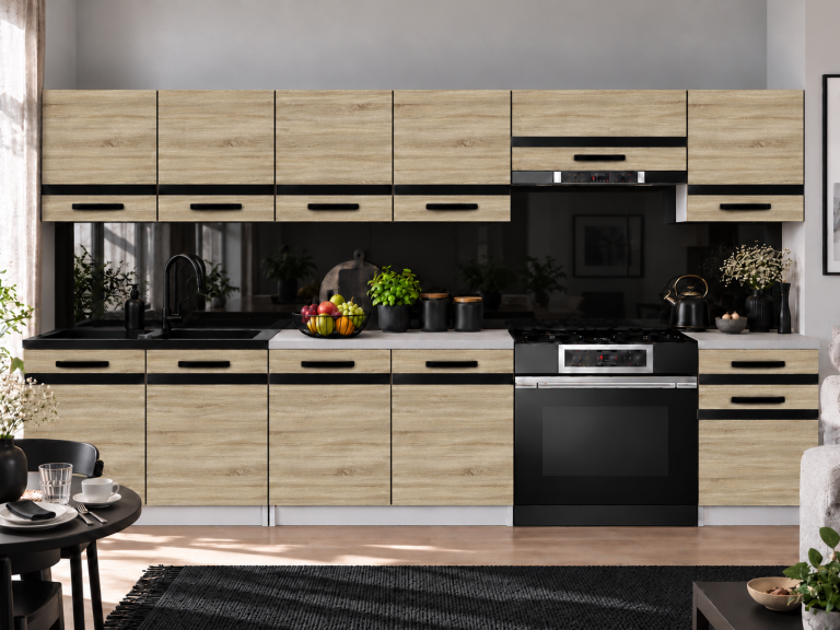 Meble kuchenne Prestige 260 cm dąb sonoma z blatem Producent TOR P Frida/0/WT/DS/0/A1/CM