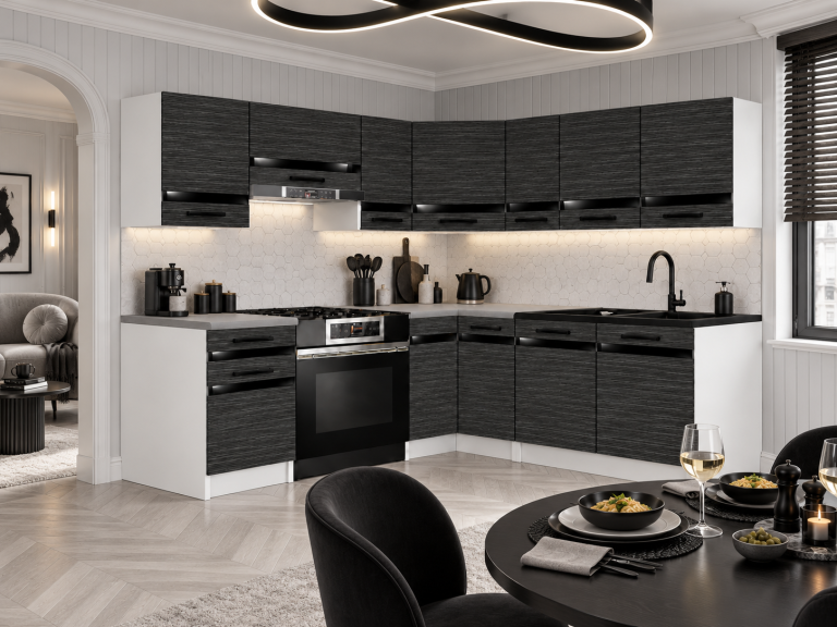 Meble kuchenne Prestige 360 cm heban królewski bez blatu Producent TOR P Pablo/0/WT/HK/BB/A1/CP