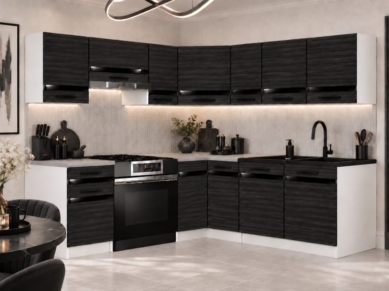Meble kuchenne Prestige 360 cm heban królewski bez blatu Producent TOR P Pablo/0/WT/HK/BB/A1/CP