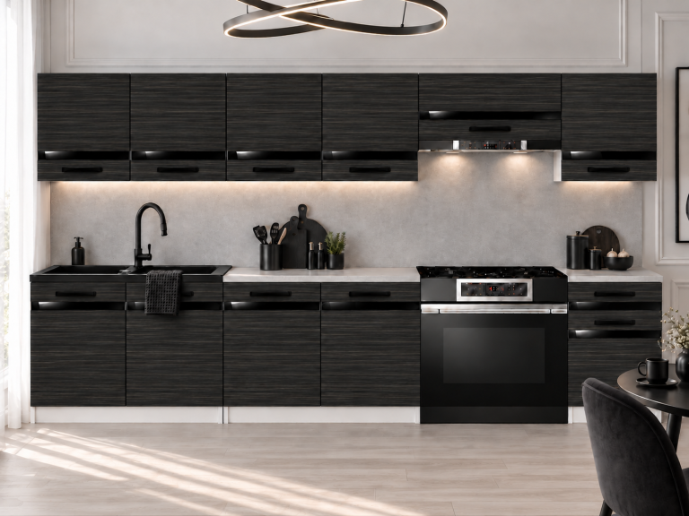 Meble kuchenne Prestige 260 cm heban królewski bez blatu Producent TOR P Frida/0/WT/HK/BB/0/CP