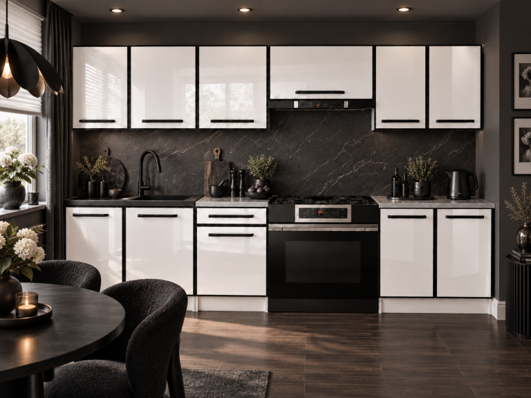 Meble kuchenne Linea 240 cm biały połysk bez blatu Producent INF L Salvador/0/WT/W/BB/A1