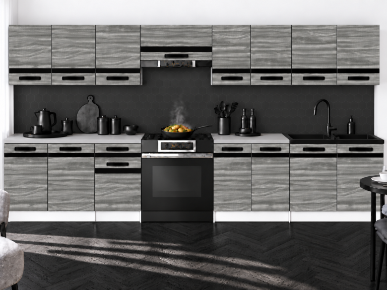 Meble kuchenne Prestige 320 cm glamour wood z blatem Producent TOR P Vincent/0/WT/GW1/0/A1/CM