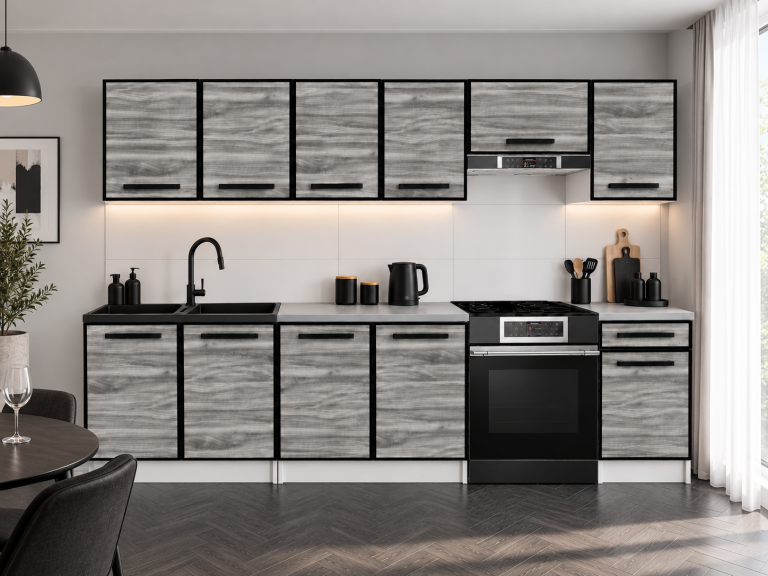 Meble kuchenne Linea 260 cm glamour wood bez blatu Producent TOR L Frida/0/WT/GW1/BB/0
