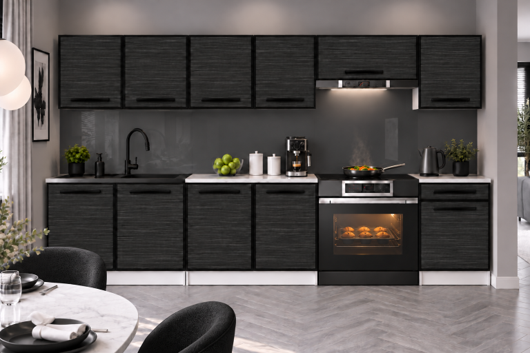 Meble kuchenne Linea 260 cm heban królewski bez blatu Producent TOR L Frida/0/WT/HK/BB/A1
