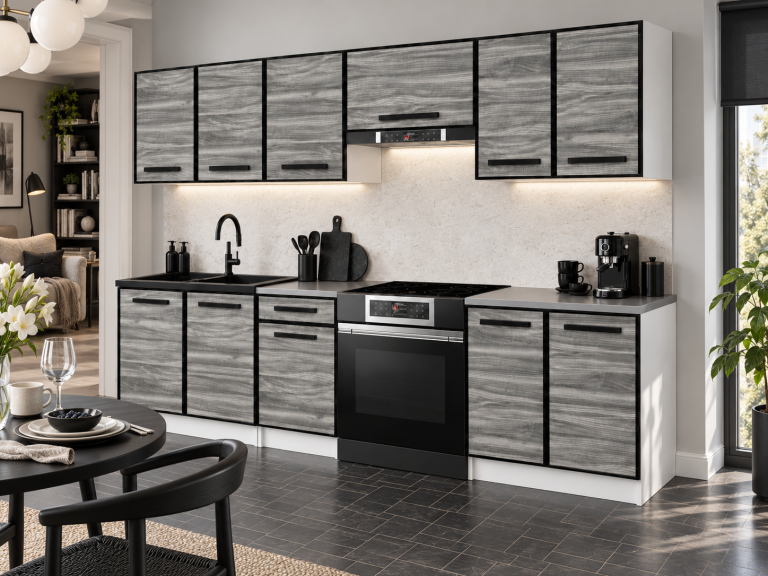 Meble kuchenne Linea 240 cm glamour wood bez blatu Producent TOR L Salvador/0/WT/GW1/BB/A1