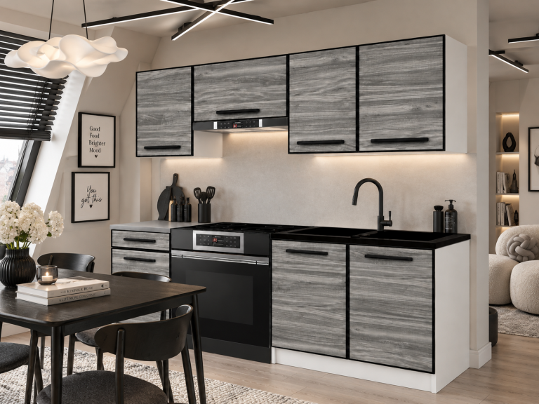 Meble kuchenne Linea 180 cm glamour wood bez blatu Producent TOR L Leonardo/0/WT/GW1/BB/A1
