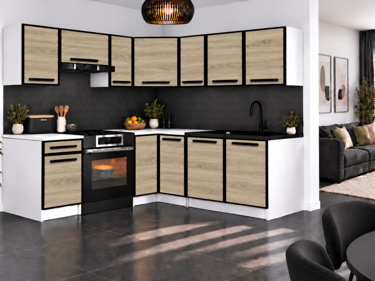 Meble kuchenne Linea 360 cm dąb sonoma bez blatu Producent TOR L Pablo/0/WT/DS/BB/A1