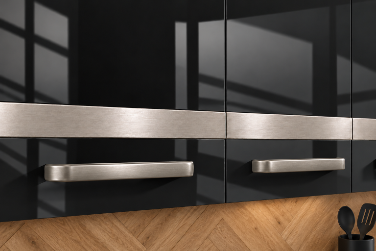 Meble kuchenne Prestige 320 cm czarny połysk z blatem Producent INF P Vincent/0/WT/B/0/0/SL