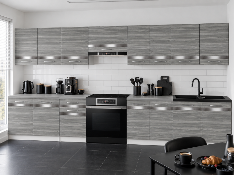 Meble kuchenne Prestige 320 cm glamour wood z blatem Producent TOR P Vincent/0/WT/GW1/0/C1/SL