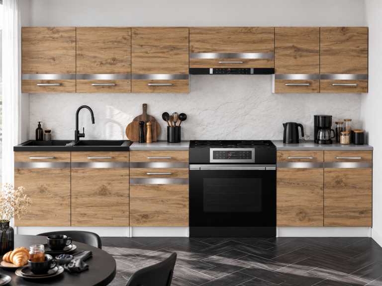 Meble kuchenne Prestige 240 cm dąb wotan bez blatu Producent TOR P Salvador/0/WT/DW/BB/C1/SL