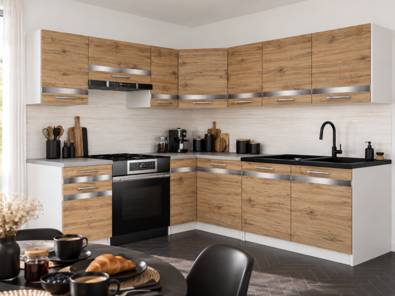 Meble kuchenne Prestige 360 cm dąb wotan bez blatu Producent TOR P Pablo/0/WT/DW/BB/C1/SL