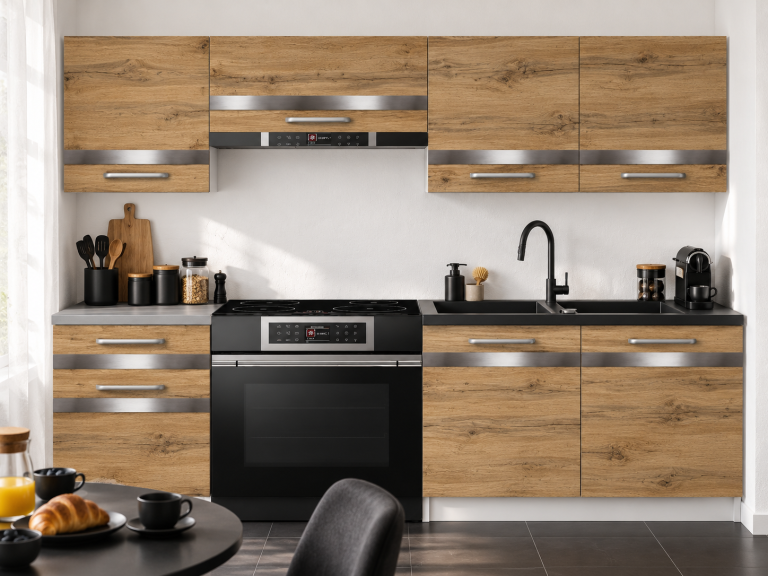 Meble kuchenne Prestige 180 cm dąb wotan bez blatu Producent TOR P Leonardo/0/WT/DW/BB/0/SL