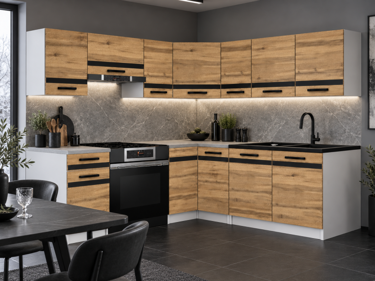 Meble kuchenne Prestige 360 cm dąb wotan bez blatu Producent TOR P Pablo/0/WT/DW/BB/A1/CM