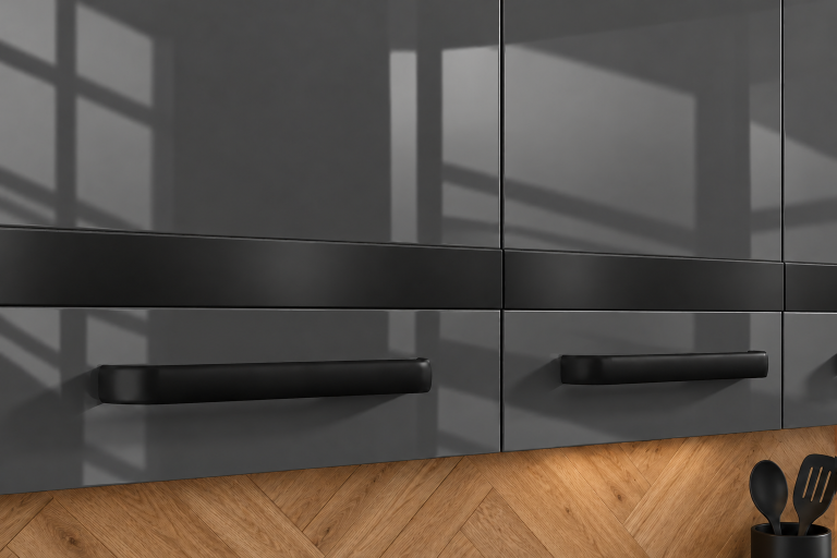 Meble kuchenne Prestige 240 cm szary połysk bez blatu Producent INF P Salvador/0/WT/S/BB/A1/CM